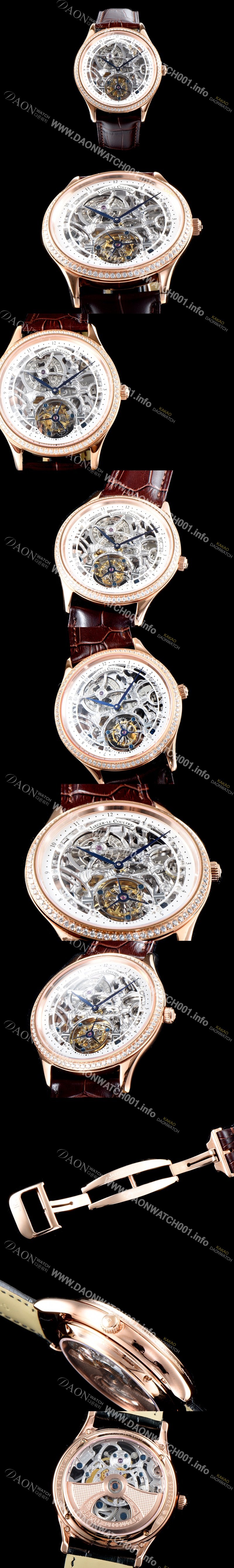 홍콩명품 [예거르쿨트르] 남성용 신형 마스터 그랜드 투어빌론 18K 로즈골드 케이스 1:1 수공 맞물림 형식의 쥬얼라인 화이트&실버 스켈레톤 다이얼 투어빌론 무브먼트 JAG0404