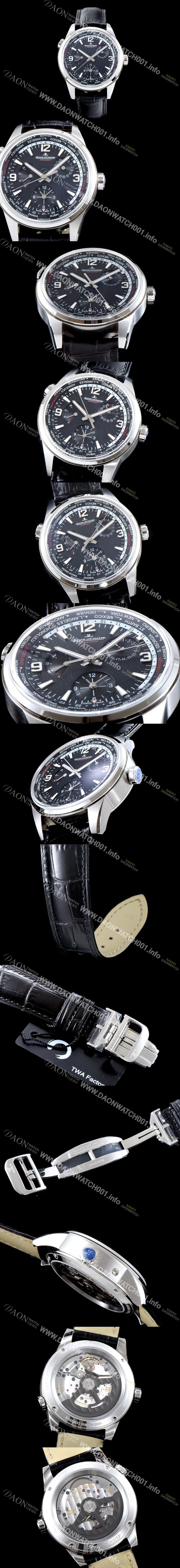 홍콩명품 [예거르꿀뜨르] 남성용 폴라리스 지오그래픽 904847J WT!! 세컨드 타임존 24시간 인디케이터 월드타임 파워 리저브 블랙 그라데이션 다이얼 수정형 Cal.866 타입 오토매틱 무브먼트 JAG0401