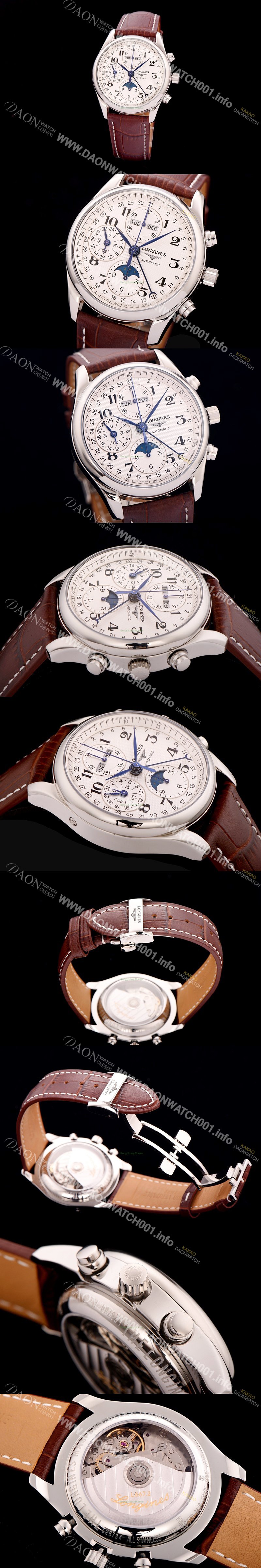 홍콩명품 [론진] 남성용 정*성시계 ! BEST UP!! 마스터 컬렉션 L2.773.4.78.3 문페이즈 크로노그래프 베스트 모델 화이트 발리콘 다이얼 오토매틱 무브먼트 LON0402