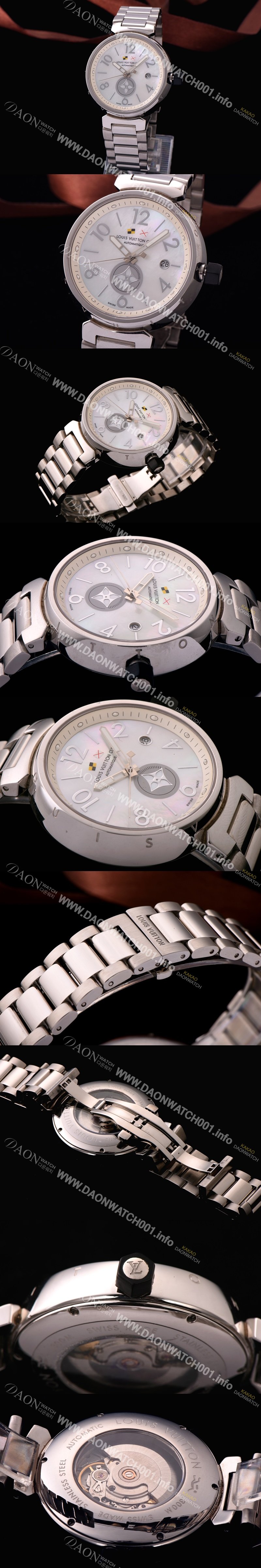 홍콩명품 [루이비통] 남성용 자개 무늬 화이트 다이얼 탕부르 LOU4210