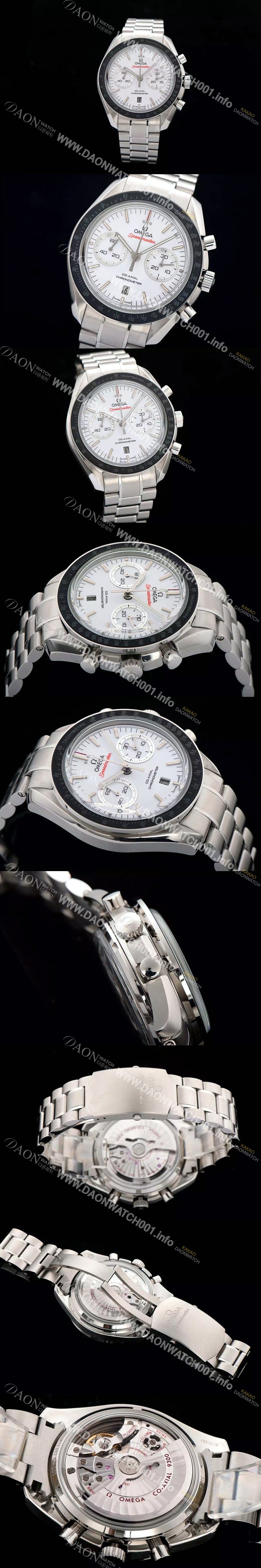 홍콩명품 [오메가] 남성용 스피드마스터 크로노그래프 화이트 다이얼 블랙베젤 OMG0150