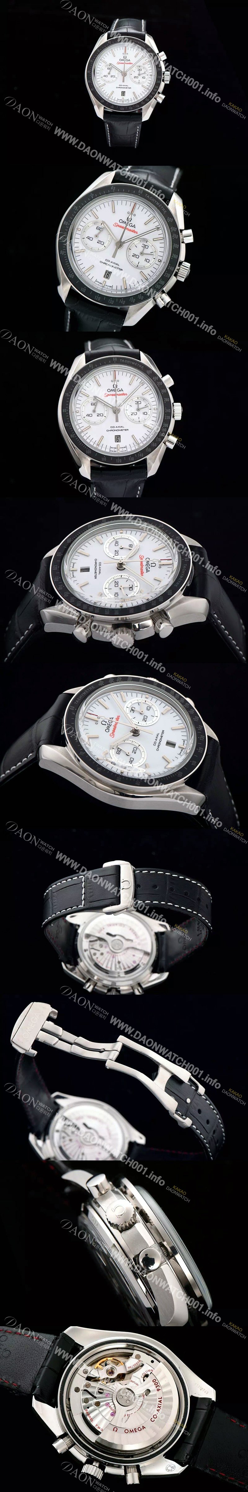 홍콩명품 [오메가] 남성용 스피드마스터 크로노그래프 화이트 다이얼 블랙베젤 OMG0150