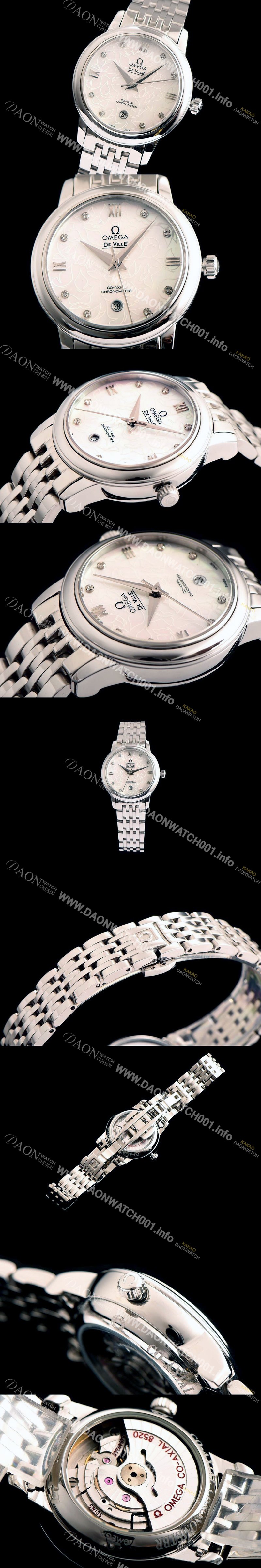 홍콩명품 [오메가] 여성용 드빌 424.12.33.20.55 자게 화이트 다이얼 18k 화이트골드 브레이슬릿 쥬얼리 인덱스 오토매틱 무브먼트 OMG0011