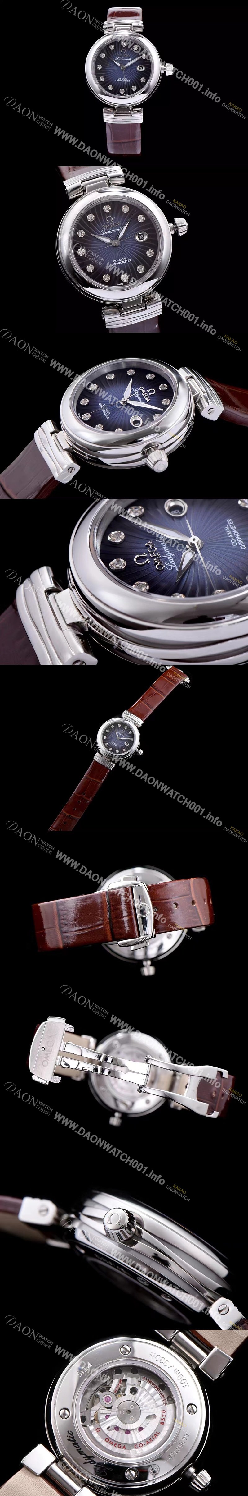 홍콩명품 [오메가] 남성용 드빌 신형 레이디매틱!! 425.32.34.20.56.001 입체형 블루 다이얼 쥬얼 다이아몬드 인덱스 오토매틱 무브먼트 OMG0031