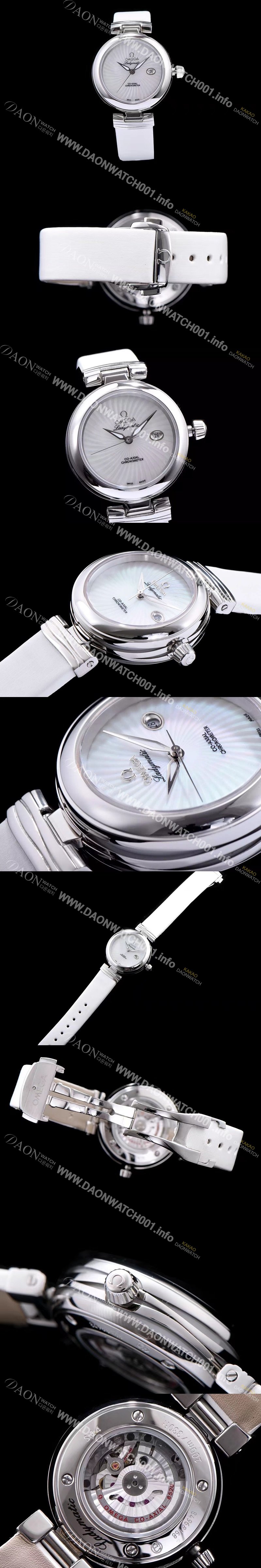 홍콩명품 [오메가] 남성용 드빌 신형 레이디매틱!! 425.33.34.20.05.001 입체형 화이트 자게 다이얼 화이트 레더스트랩 오토매틱 무브먼트 OMG0033