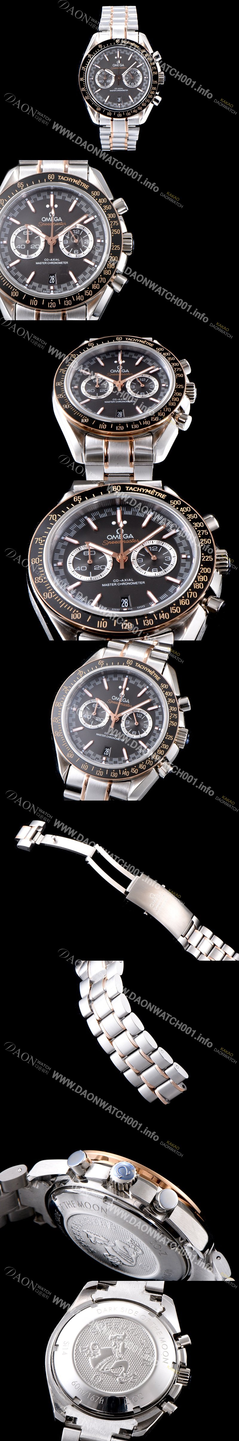 홍콩명품 [오메가] 남성용 스피드마스터 329.23.44.51.06.001 18K 로즈골드 레이싱 코-액시얼 마스터 크로노미터 타키미터 크로노그래프 그레이 다이얼 브레이슬릿 일본 수입산 쿼츠 무브먼트 OMG0544