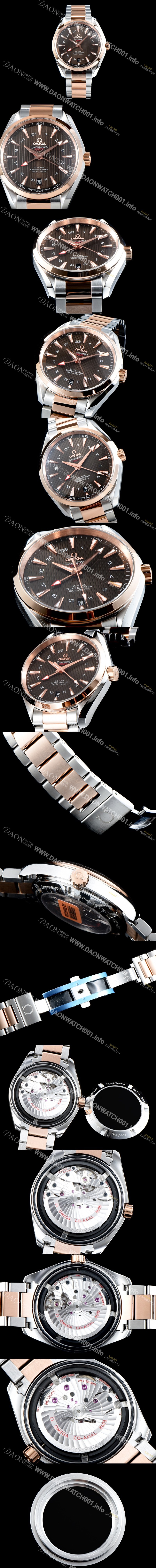 홍콩명품 [오메가] 남성용 시마스터 231.20.43.22.06.003 VS사 아쿠아 테라 150M 오메가 코-액시얼 크로노미터 지엠티 43MM 18K 로즈 골드 콤비 브라운 다이얼 브레이슬릿 오토매틱 무브먼트 OMG0525