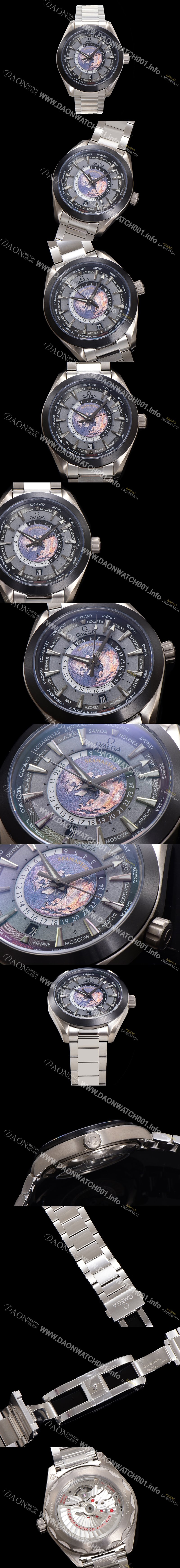 홍콩명품 [오메가] 남성용 씨마스터 220.92.43.22.99.001 아쿠아테라 150M GMT 월드타이머 43미리 오토매틱 Cal. 8938 타입 메탈줄 그레이 다이얼 omg20242