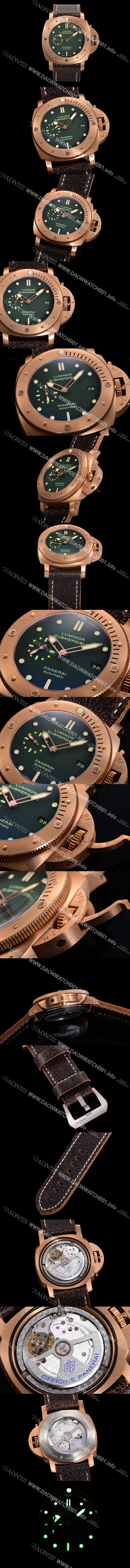 홍콩명품 [파네라이] 남성용 서브머서블 1950 3데이즈 브론즈 PAM00382 오토매틱 그린 다이얼 PAN0415