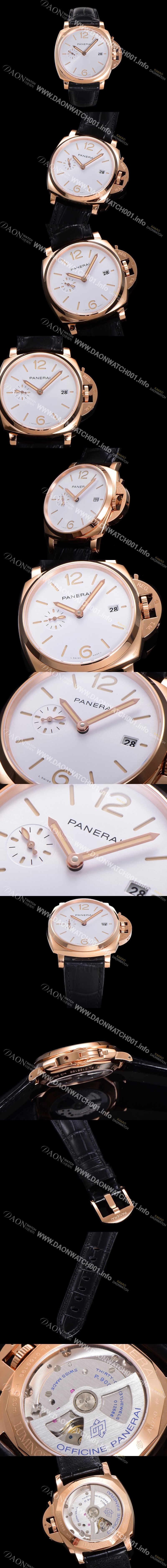 홍콩명품 [파네라이] 남성용 루미노르 듀 골드텍 PAM01336 42미리 오토매틱 Cal.P.900 타입 18K 로즈골드 화이트 다이얼 pan5196