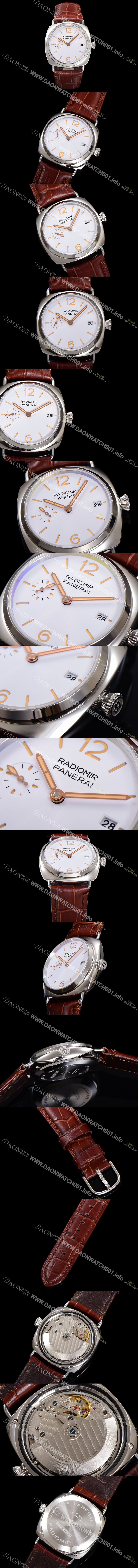 홍콩명품 [파네라이] 남성용 라디오미르 콰란타 PAM01292 40mm 오토매틱 가죽줄 화이트 다이얼 pan5203