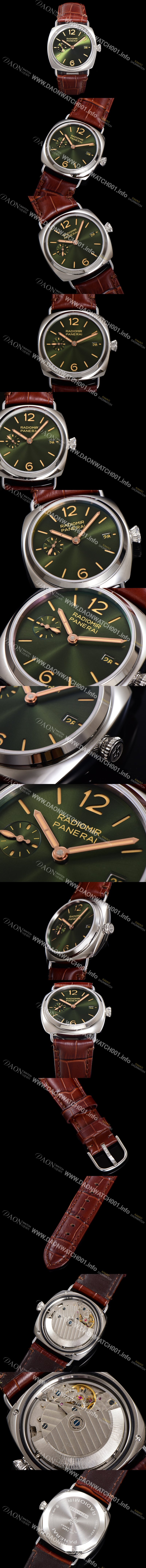 홍콩명품 [파네라이] 남성용 라디오미르 콰란타 PAM01386 40mm 오토매틱 가죽줄 그린 다이얼 pan5204