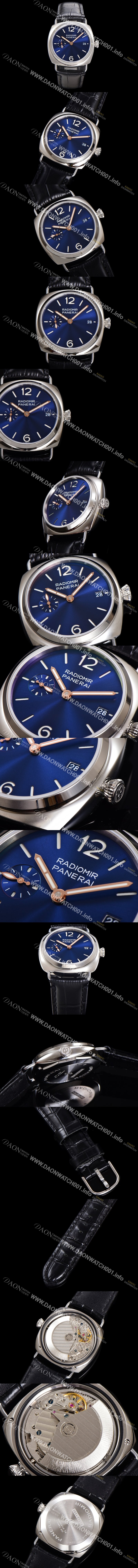 홍콩명품 [파네라이] 남성용 라디오미르 콰란타 PAM01293 40mm 오토매틱 가죽줄 블루 다이얼 pan5206