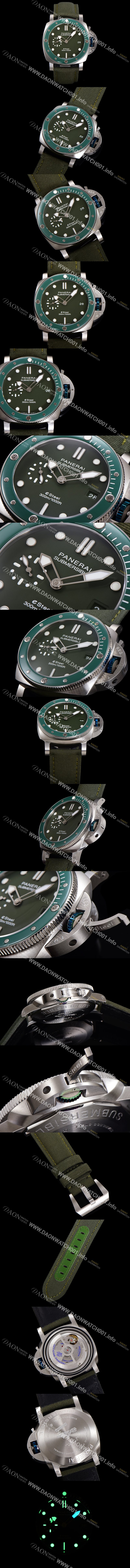 홍콩명품 [파네라이] 남성용 서브머시블 베르데 스메랄도 PAM01287 오토매틱 Cal P. 900 타입 44mm 그린 다이얼 pan5212