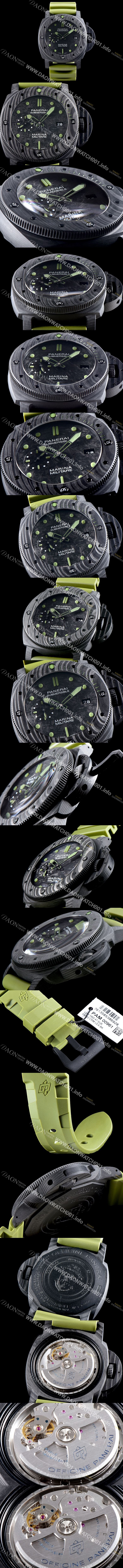 홍콩명품 [파네라이] 남성용 서브멀시브 마리나 밀리테어 카보테크 PAM00961 오토매틱 Cal.P9010 타입 47mm 카본제질 블랙 다이얼 pan5216