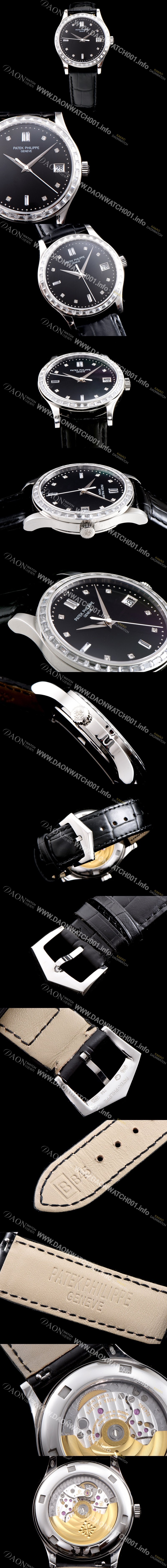 홍콩명품 [파텍필립] 남성용 하이엔드 최고급 브랜드 칼라트라바 5298P-012 최상급 쥬얼 다이아몬드 베젤 18k 화이트골드 블랙 다이얼 오토매틱 무브먼트 PAT0130