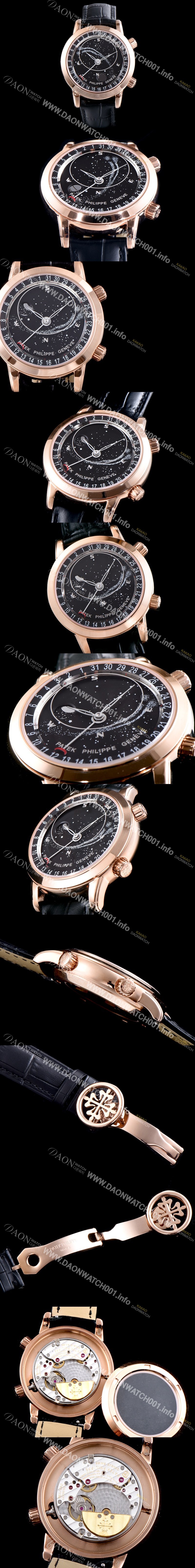 홍콩명품 [파텍필립] 남성용 그렌드 컴플리케이션 6102R-001 셀리스티얼 18K 로즈골드 블랙 다이얼 오토매틱 무브먼트 PAT0130