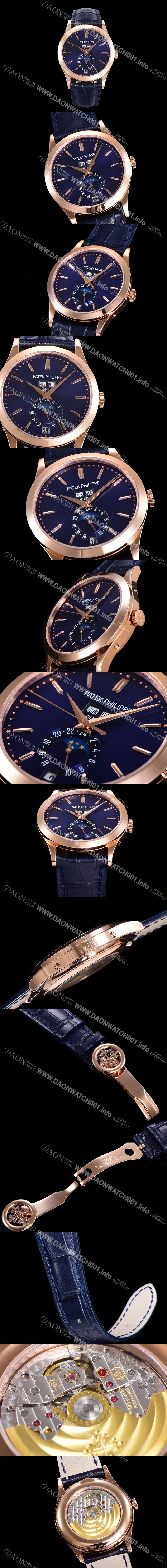 홍콩명품 [파텍필립] 남성용 컴플리케이션 5396R-014 에뉴얼 캘린더 39MM UP!! 데이-데이트 문페이즈 18K 로즈골드 케이스 네이비 다이얼 Cal.324 S C 오토매틱 무브먼트 PAT0150
