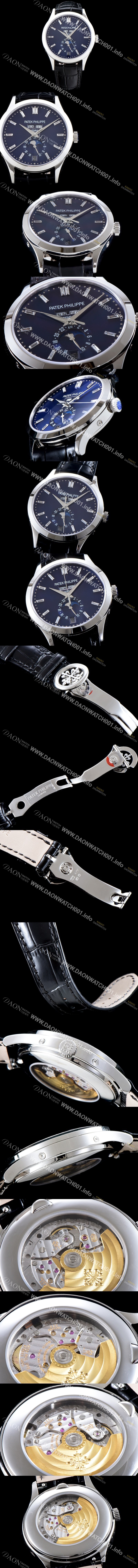 홍콩명품 [파텍필립] 남성용 신형!!컴플리케이션 5396R-014 에뉴얼 캘린더 데이-데이트 문페이즈 바게트 컷 다이아몬드 인덱스 네이비 다이얼 Cal.324 S C 오토매틱 무브먼트 PAT0101