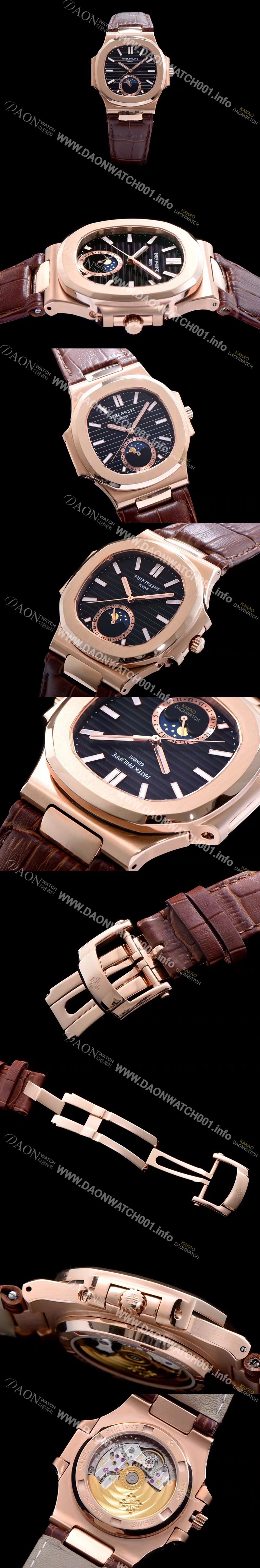 홍콩명품 [파텍필립] 남성용 노틸러스 5726A-001 로즈골드 블랙 다이얼 오토매틱 무브먼 PAT421