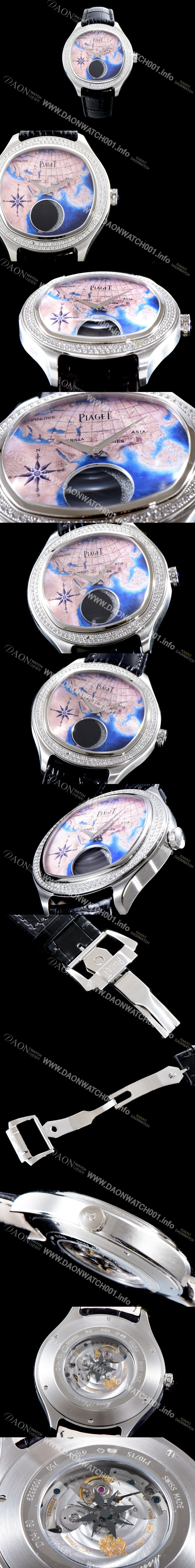 홍콩명품 [피아제] 남성용 블랙-타이 BLACK -TIE G0A38569 퀸터센셜리 엠퍼라도 XL 최상급 쥬얼 다이아몬드 베젤 문페이즈 픽첼 다이얼 오토매틱 무브먼트 PIA4254