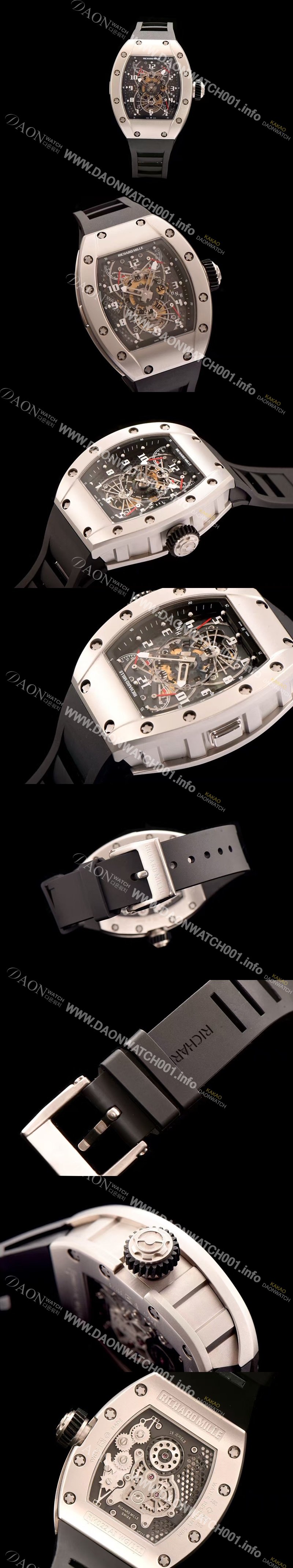 홍콩명품 [리차드밀레] 남성용 RM022 스켈레톤 다이얼 블랙 러버 스트랩 오토매틱 무브먼트 RIC0401