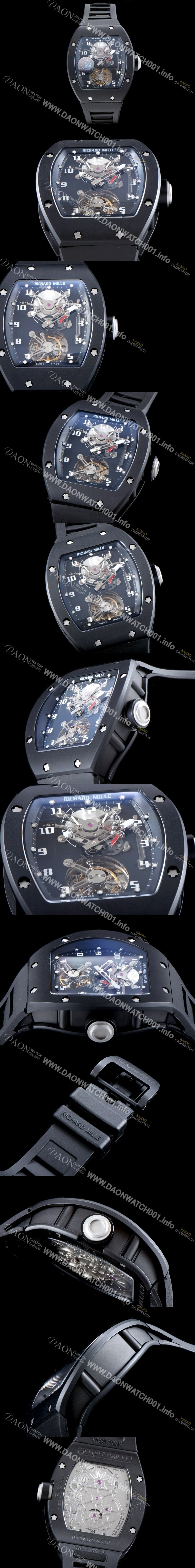 홍콩명품 [리차드밀레] 남성용 최초의 모델 RM001 투르비용 컬렉션UP!! 블랙 PVD 코팅 블랙&스켈레톤 다이얼 아시안 투어빌론 탑재 무브먼트 ric0277