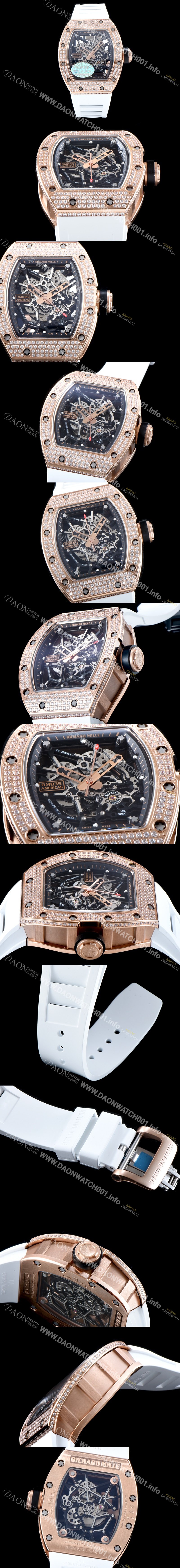 홍콩명품 [리차드밀레] 남성용 리차드밀 RM035 아메리카즈!! 1:1 수공 맞물림 형식의 쥬얼세팅 고급스러운 18K 로즈골드 스켈레톤 다이얼 오토매틱 무브먼트 RIC0450