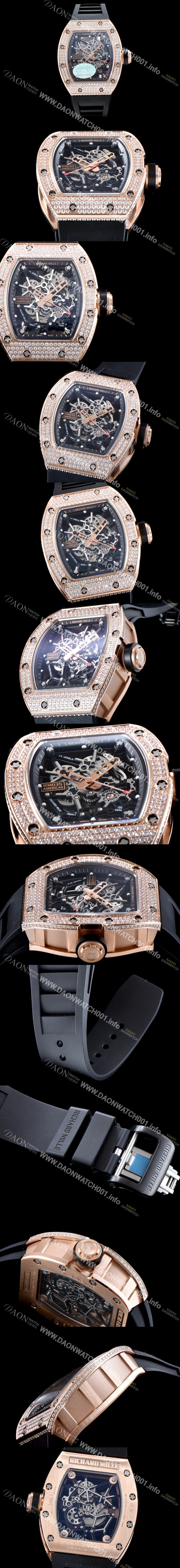 홍콩명품 [리차드밀레] 남성용 리차드밀 RM035 아메리카즈!! 1:1 수공 맞물림 형식의 쥬얼세팅 고급스러운 18K 로즈골드 스켈레톤 다이얼 오토매틱 무브먼트 RIC0454