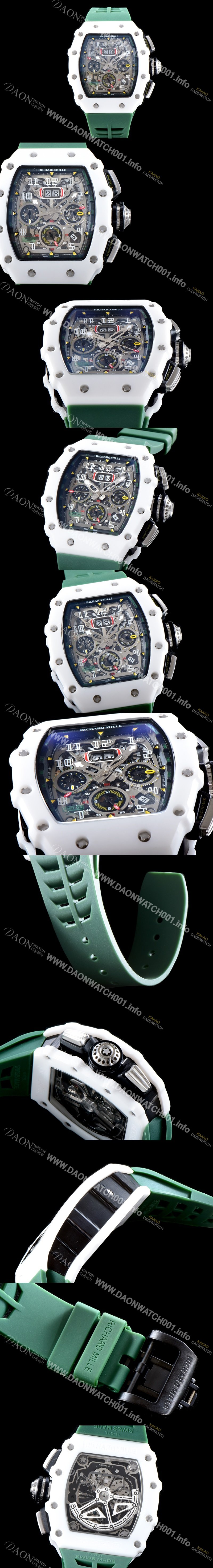 홍콩명품 [리차드밀레] 남성용 최신버전 업그레이드형 RM011 화이트 세라믹 오버사이즈 데이트 크로노그래프 스켈레톤 다이얼 오토매틱 무브먼트 RIC0410