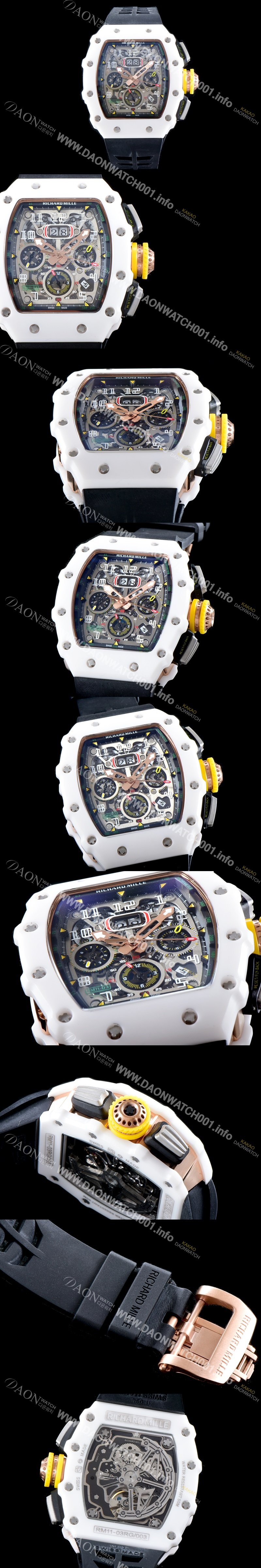 홍콩명품 [리차드밀레] 남성용 최신버전 업그레이드형 RM011 화이트 세라믹 오버사이즈 데이트 크로노그래프 스켈레톤 다이얼 오토매틱 무브먼트 RIC0412