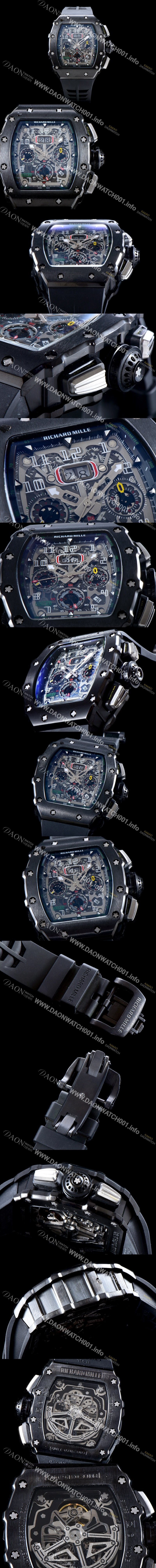 홍콩명품 [리차드밀레] 남성용 최신버전 업그레이드형 RM011 블랙 세라믹 오버사이즈 데이트 크로노그래프 스켈레톤 다이얼 오토매틱 무브먼트 RIC0415