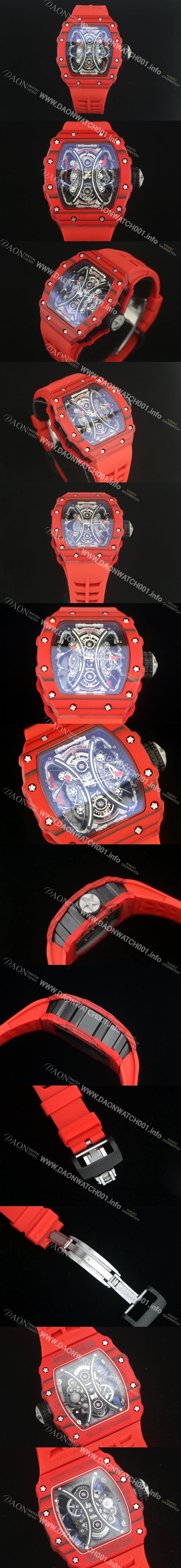 홍콩명품 [리차드밀레] 남성용 뚜르비용 RM53-01 파블로 맥도너우 레드 카본 TPT 스켈레톤 다이얼 오토매틱 무브먼트 RIC0401