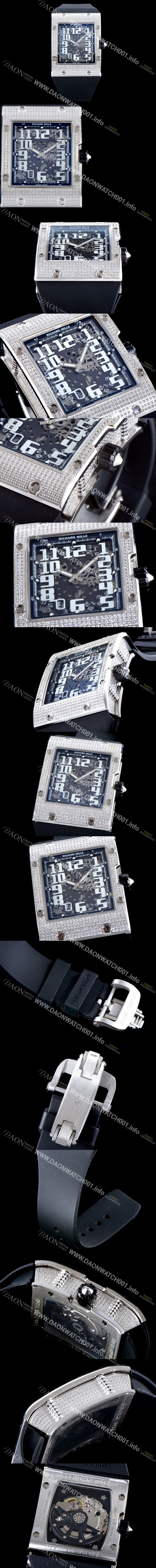 홍콩명품 [리차드밀레] 남성용 최신버전 리차드밀 RM016 다이아몬드 엑스트라 플랫!! 수공 맞물림 형식의 쥬얼세팅 스켈레톤 다이얼 오토매틱 무브먼트 RIC0201