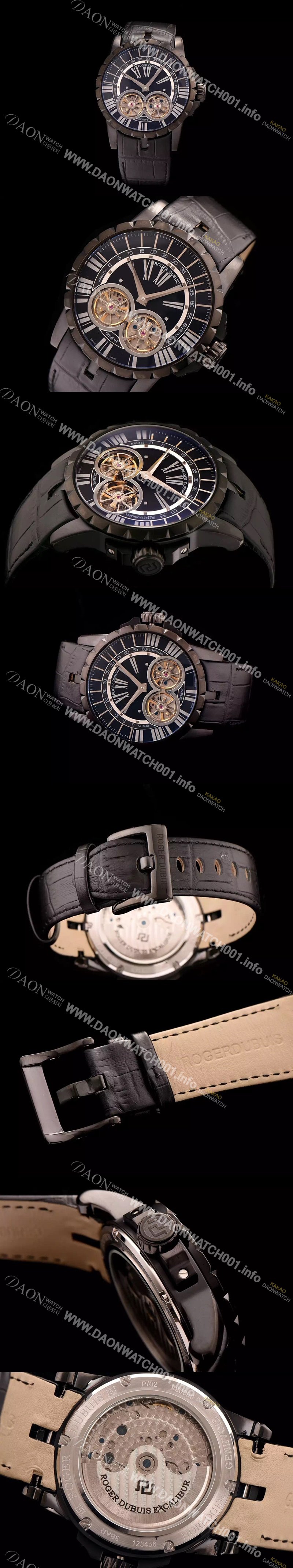 홍콩명품 [로저드뷔] 남성용 엑스칼리버 아시안 오토매틱 블랙 다이얼 47mm ROG4225