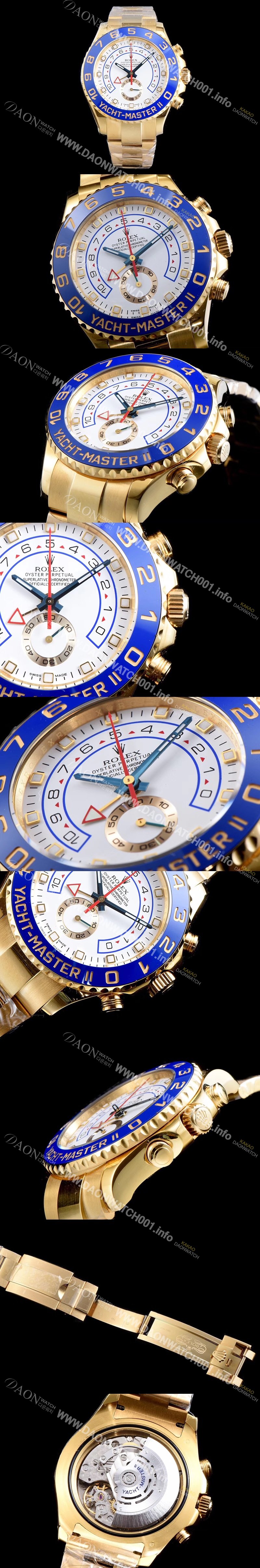 홍콩명품 [로렉스] 남성용 옐로우 골드!!! 요트마스터II 레가타116688 크로노그래프 화이트 다이얼 ETA-7750 오토매틱 무브먼트 ROL00032