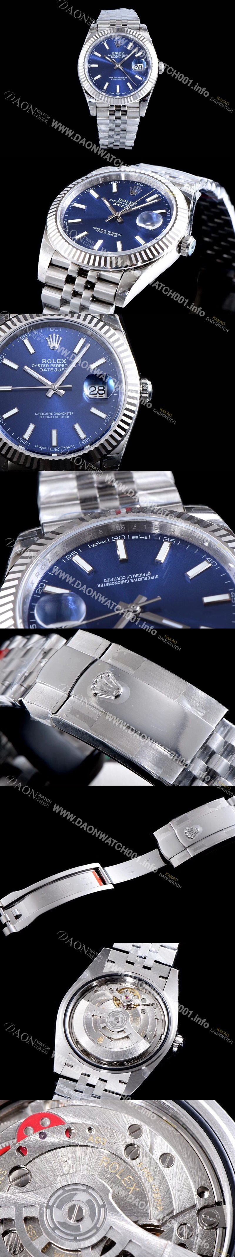 홍콩명품 [로렉스] 남성용 데이저스트 II 126334 블루 다이얼 야광 스틱 인덱스 스틸 브레이슬릿오토매틱 무브먼트 ROL0001