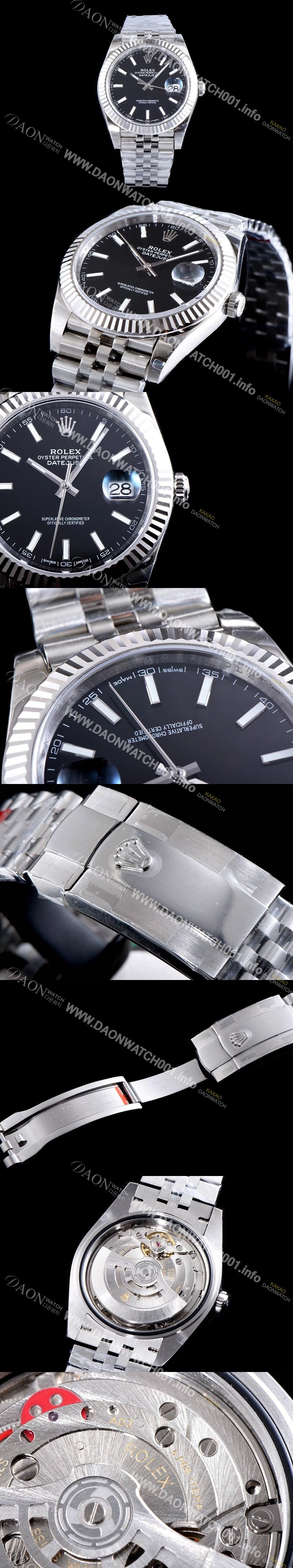 홍콩명품 [로렉스] 남성용 데이저스트 II m126334-0018 블랙 다이얼 야광 스틱 인덱스 스틸 브레이슬릿 오토매틱 무브먼트 ROL0010