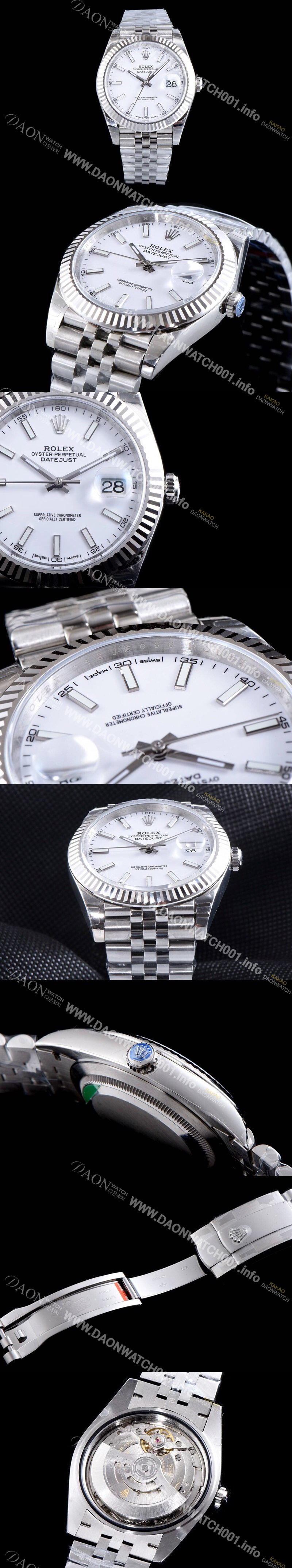 홍콩명품 [로렉스] 남성용 데이저스트 II m126334-0004 화이트 다이얼 야광 스틱 인덱스 스틸 브레이슬릿 오토매틱 무브먼트 ROL0304