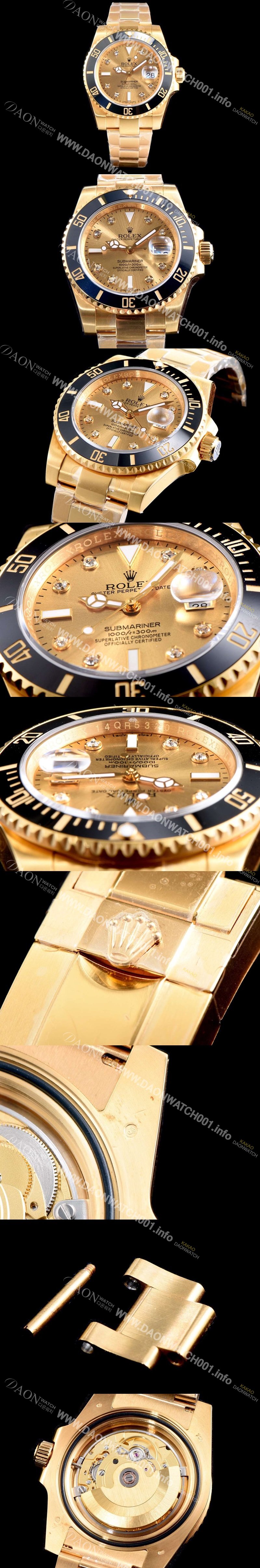 홍콩명품 [로렉스] 남성용 서브마리너116613-LN 블랙 세라믹 베젤 18k 옐루골드 도금 엘루골드 다이얼 브레이슬릿 ETA 2836-2 오토매틱 무브먼트 ROL0340