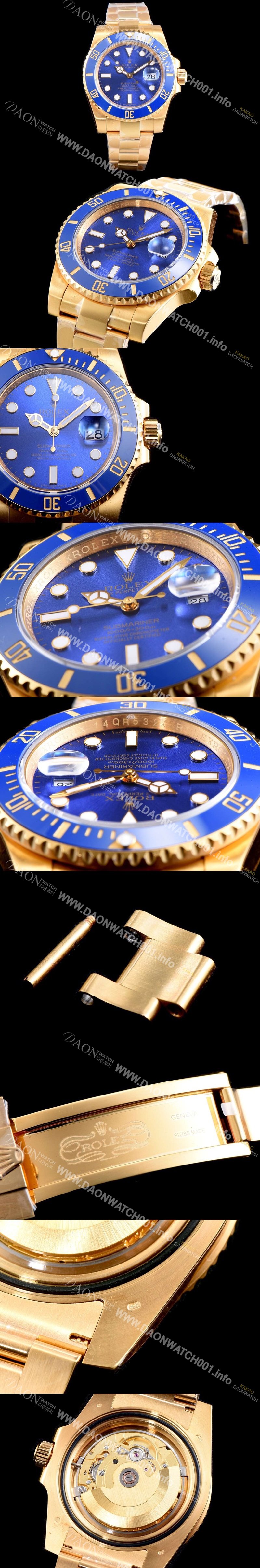 홍콩명품 [로렉스] 남성용 서브마리너116618LB-97208 블루 세라믹 베젤 18k 옐루골드 블루 다이얼 브레이슬릿 ETA 2836-2 오토매틱 무브먼트 ROL0343