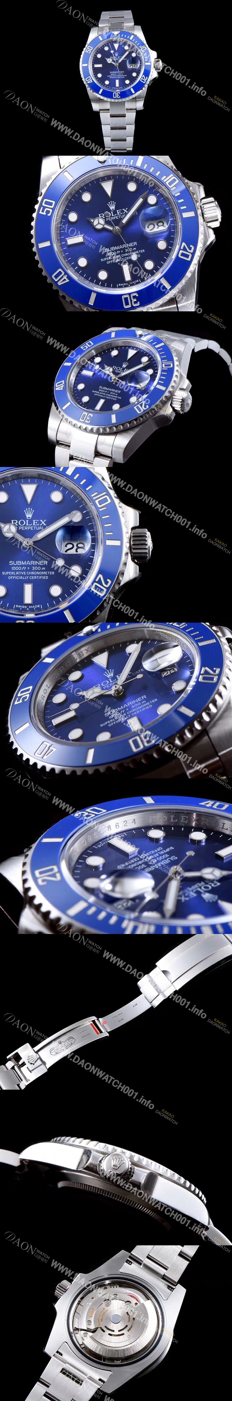 홍콩명품 [로렉스] 남성용 NEW VIP 버전!!서브마리너 데이트 116619LB-97209 블루 세라믹 베젤 블루 다이얼 야광 인덱스 브레이슬릿 스위스 3135오토매틱 무브먼트 ROL0321