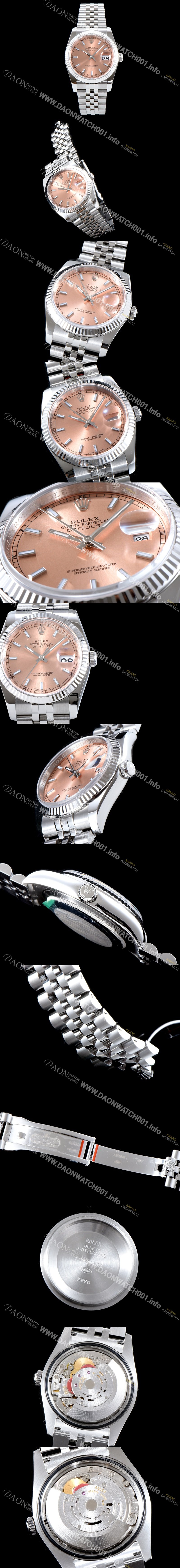 홍콩명품 [로렉스] 남성용 데이져스트 116234 업그레이드 VIP 타입!! 심플한 디자인 인기베스트 핑크 다이얼 스틱 야광 인덱스 스틸 브레이슬릿 ROL0300