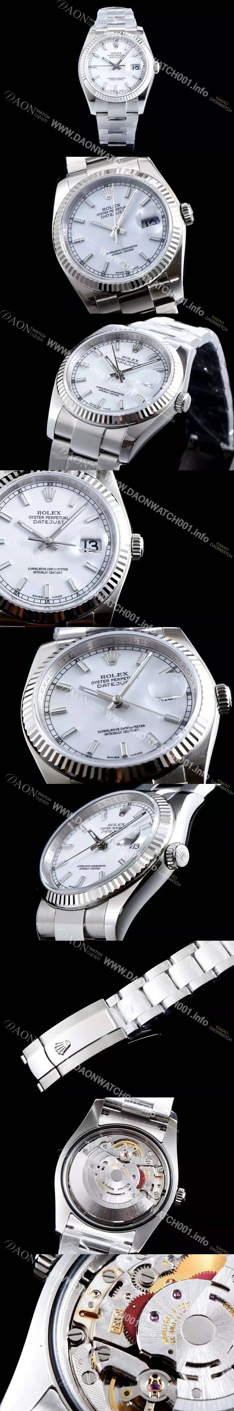 홍콩명품 [로렉스] 남성용 데이져스트 116200-72600 업그레이드 VIP 타입!! 심플한 디자인 인기베스트 화이트 다이얼 스틱 야광 인덱스 스틸 브레이슬릿 ROL0300