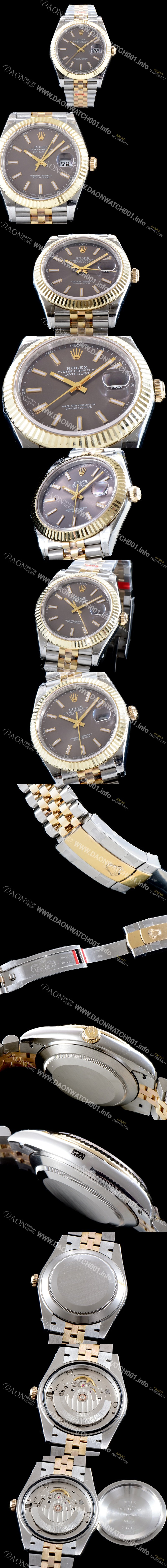 홍콩명품 [로렉스] 남성용 최고급형!!데이져스트II 126333 GM사 추가업데이트!! 18K 옐로골드 투톤 콤비 그레이 다이얼 브레이슬릿 스위스 ETA 2836-2 오토매틱 무브먼트 ROL0352