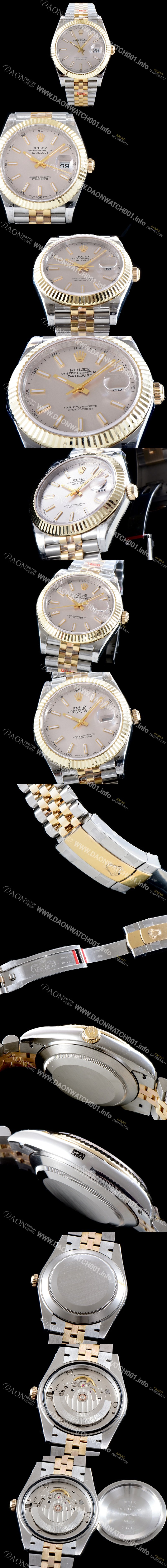 홍콩명품 [로렉스] 남성용 최고급형!!데이져스트II 126333 GM사 추가업데이트!! 18K 옐로골드 투톤 콤비 실버 다이얼 브레이슬릿 스위스 ETA 2836-2 오토매틱 무브먼트 ROL0350