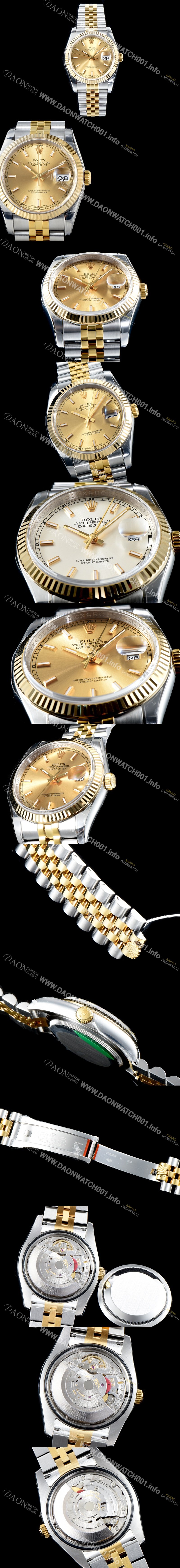 홍콩명품 [로렉스] 남성용 1:1퀄리티!! 데이져스트 116233 오이스터 36mm 18K 옐로우골드 샴페인 다이얼 쥬빌리 브레이슬릿 칼리버 3135타입 오토매틱 무브먼트 ROL0301