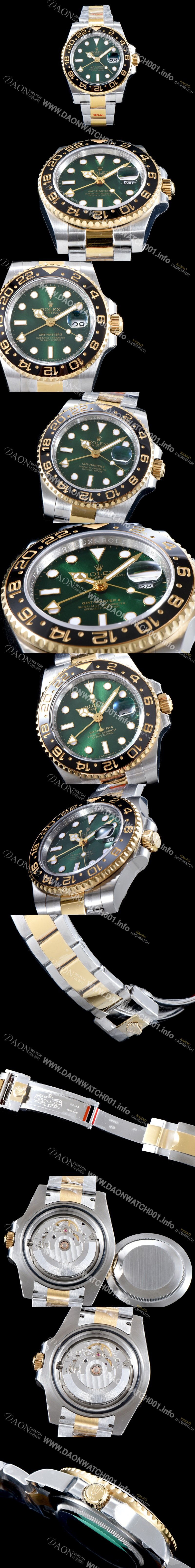 홍콩명품 [로렉스] 남성용 지엠티 마스터II 116718LN 듀얼 타임 블랙 세라믹 소재의 24시간 회전 베젤 그린 썬더스트 다이얼 오이스터 브레이슬릿 ETA 2836 A2 오토매틱 무브먼트 ROL0033