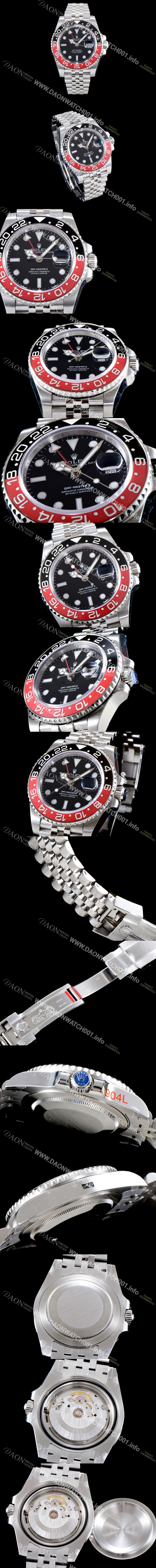 홍콩명품 [로렉스] 남성용 최신 업그레이드 버전!!지엠티 마스터II 126710BLRO-0001 듀얼 타임 블랙/레드 투톤 24시간 회전 베젤 블랙 다이얼 5선 쥬빌리 브레이슬릿 오토매틱 무브먼트 ROL0035