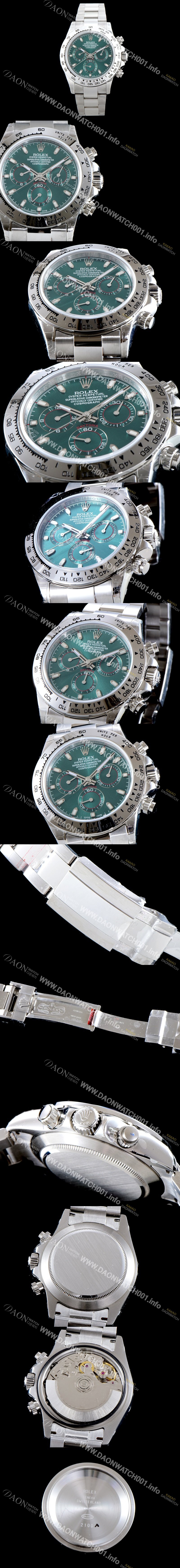 홍콩명품 [로렉스] 남성용 코스모그래프 데이토나 116509 오이스터 18K 화이트 골드 40MM 업그레이드!! 그린 썬더스트 다이얼 ETA 7750B-2 크로노그래프 오토매틱 무브먼트 ROL0030